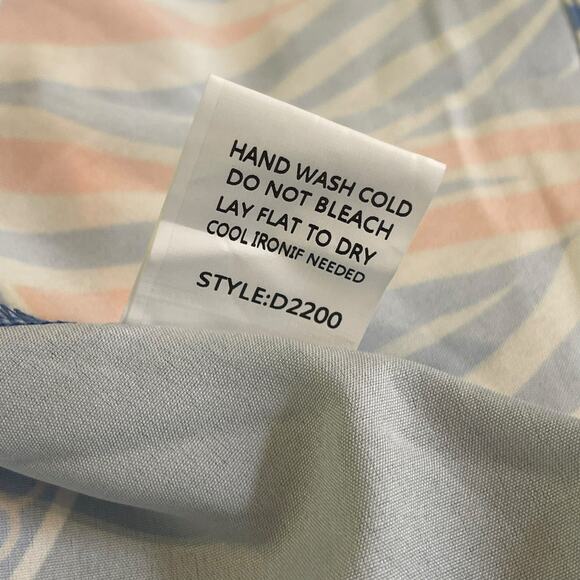 Boutique Printed Balloon Sleeve Coastal Dress Tie Waist Mini Flare Size Small - Picture 13 of 13